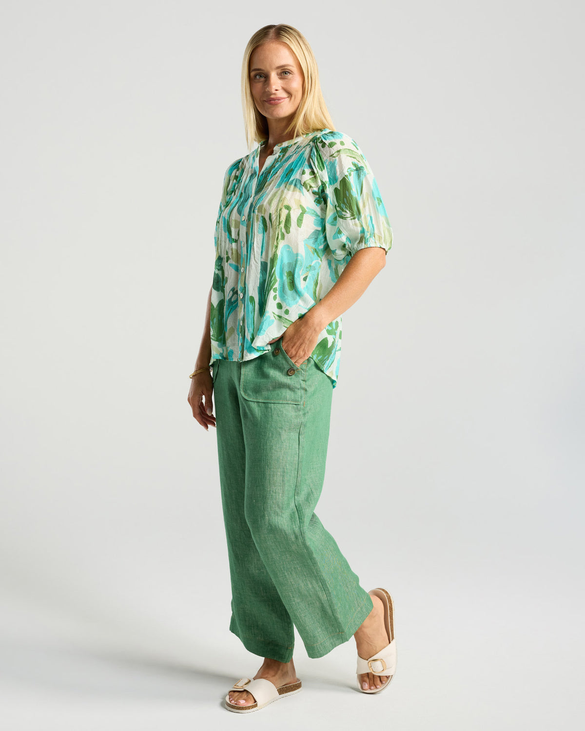 Blackstone Bridget Pintuck Top Spearmint Mint