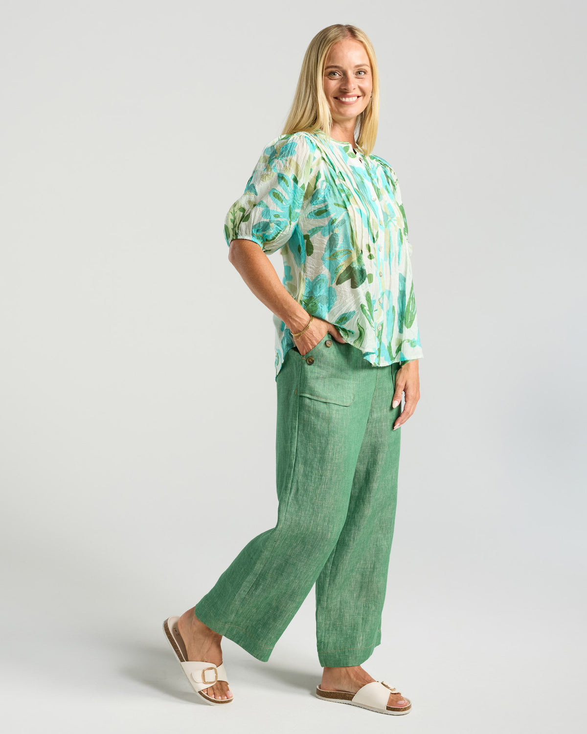 Blackstone Bridget Pintuck Top Spearmint Mint