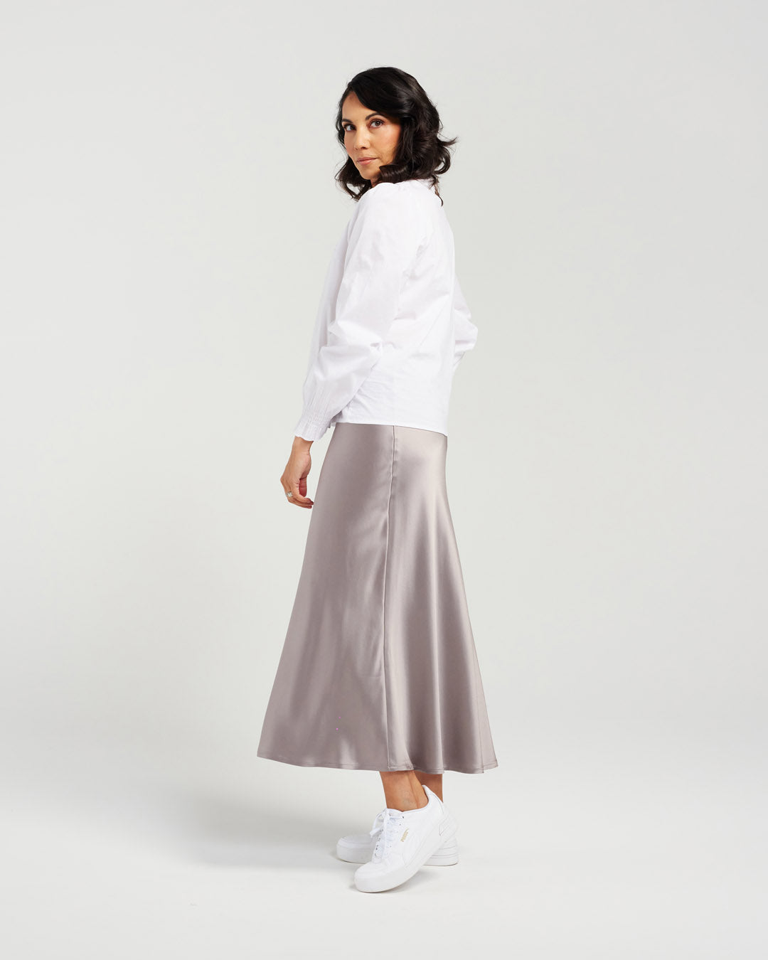Blackstone Satin Skirt - Grey
