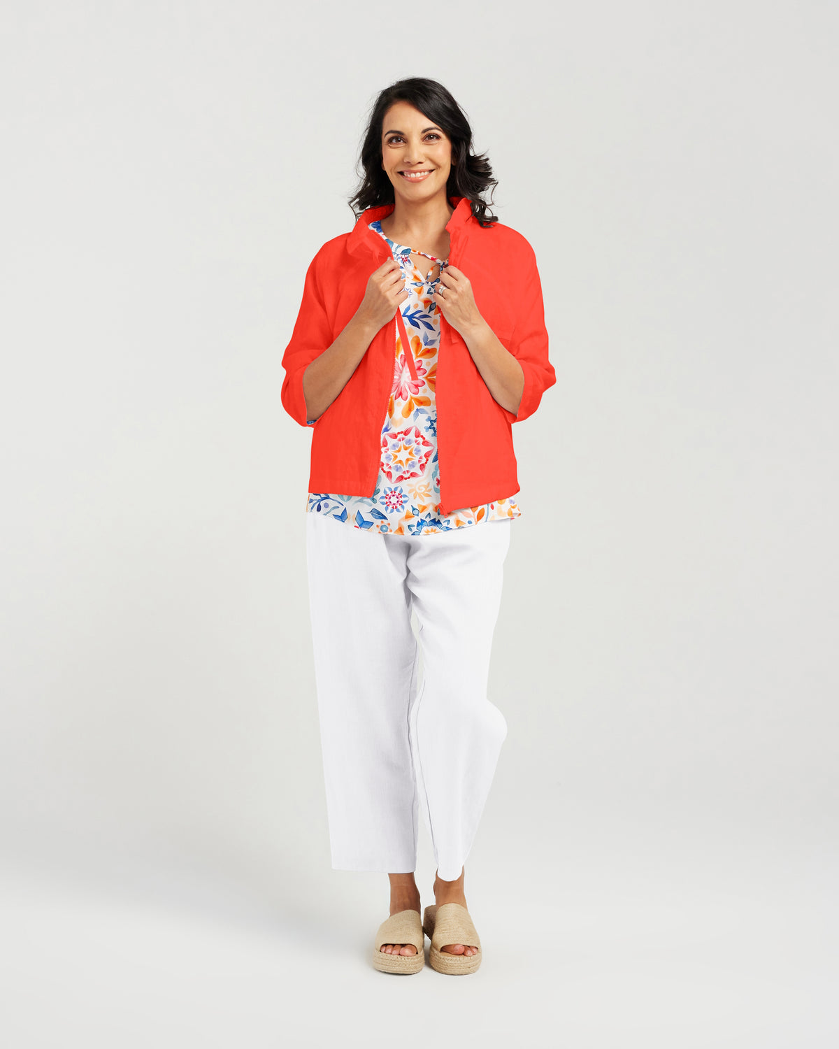 Blackstone Robyn Linen Jacket- Fiesta Red