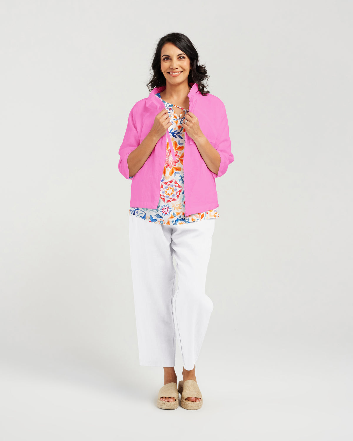 Blackstone Robyn Linen Jacket- Super Pink