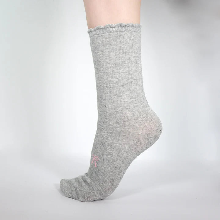 Minx Bow Sock - Grey