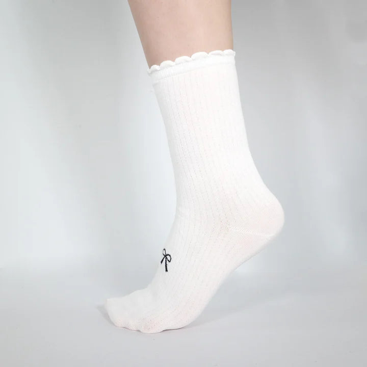 Minx Bow Sock - White