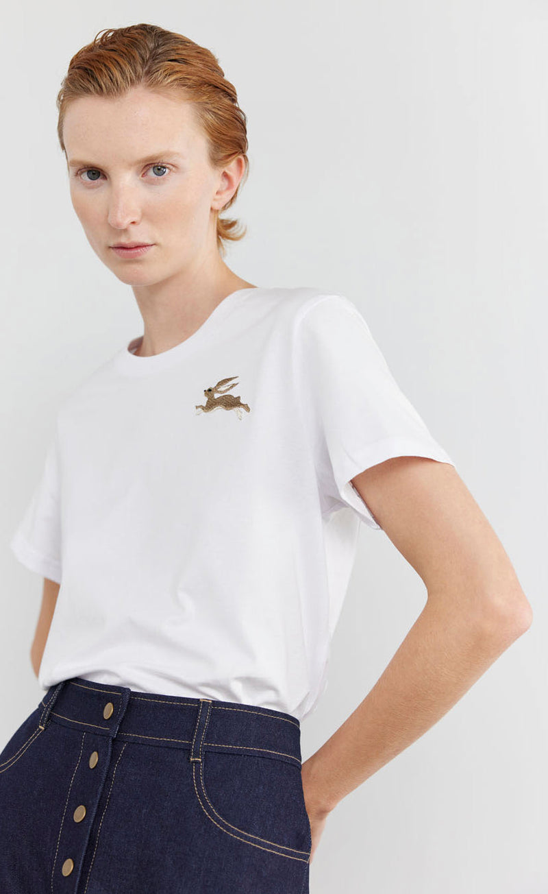 Sylvester Bunny Embroidered T-Shirt White