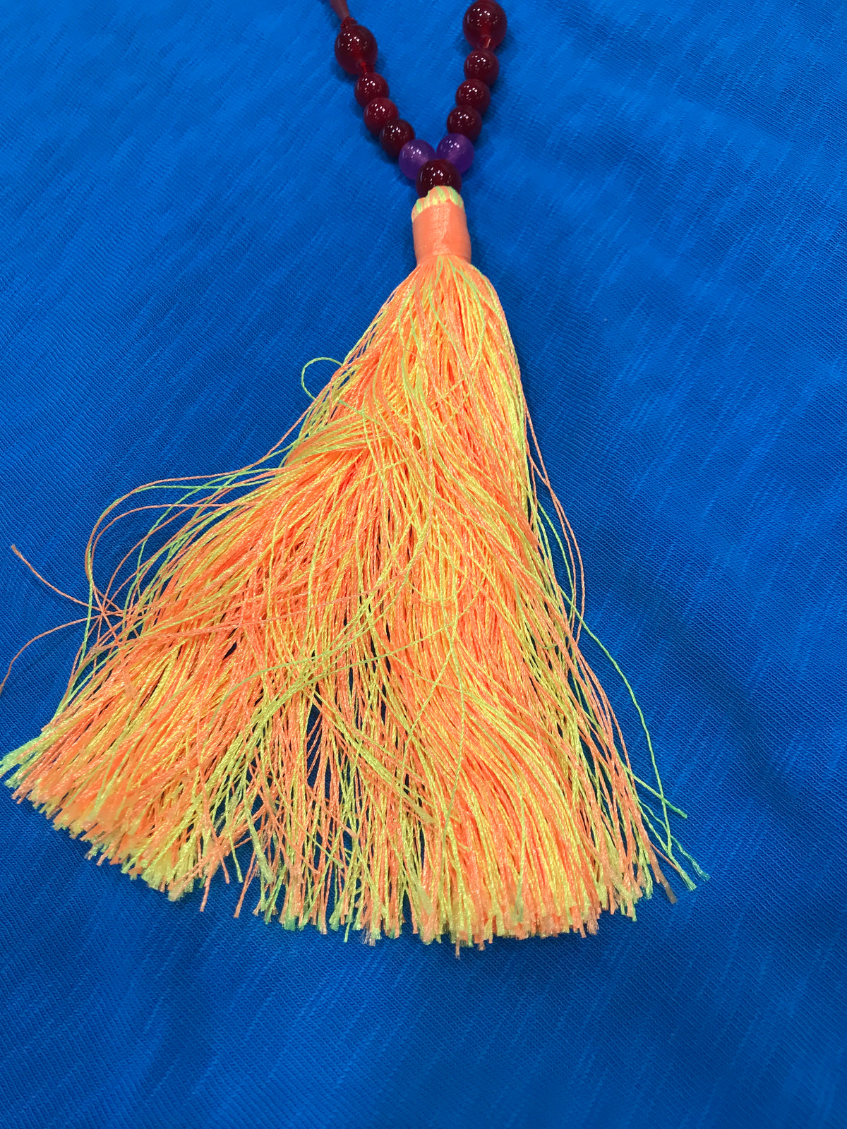 Tassel Necklace -  Orange/Red/Pink