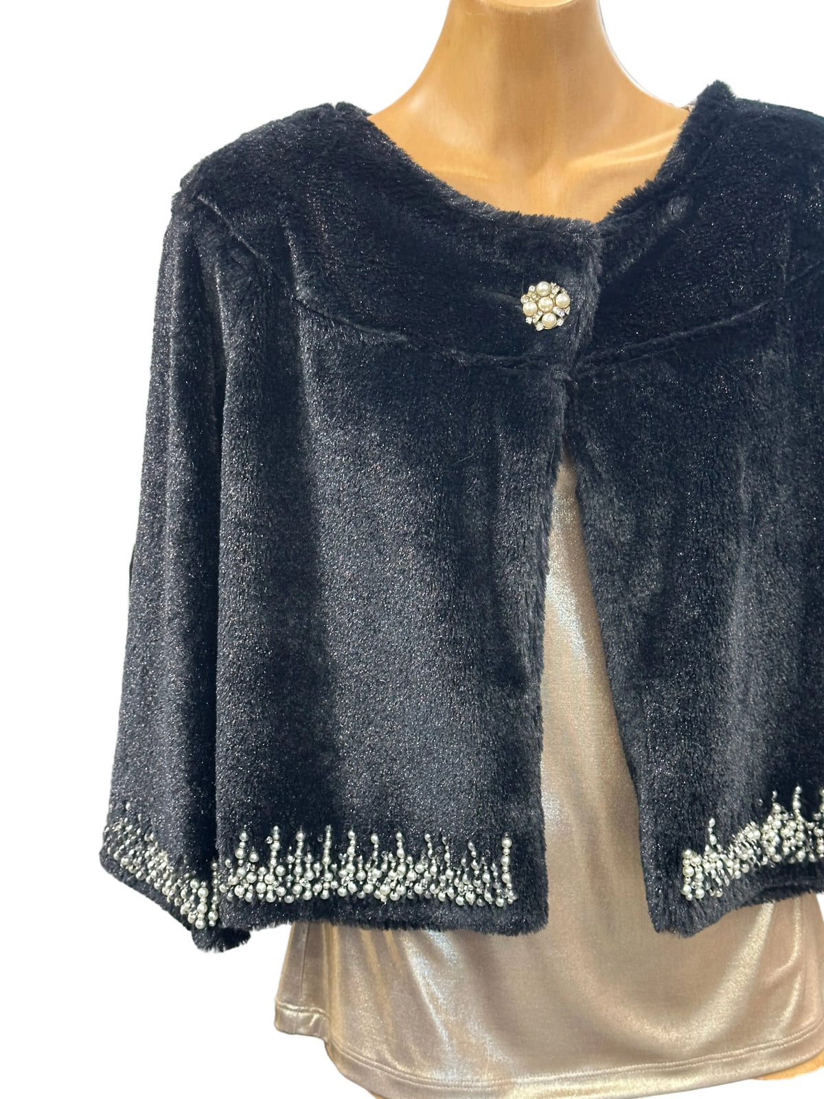 Moss & Spy Faux Fur Bolero - Black Pearl