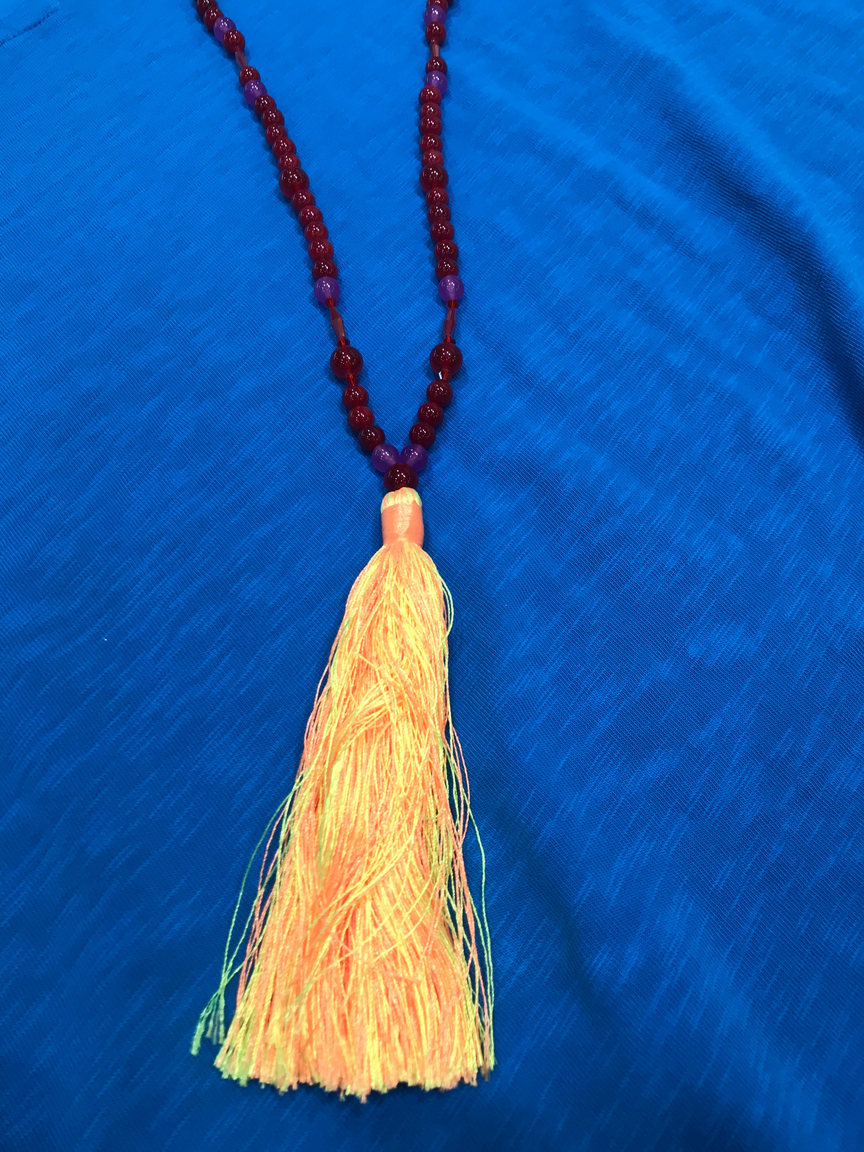 Orange tassel necklace shop