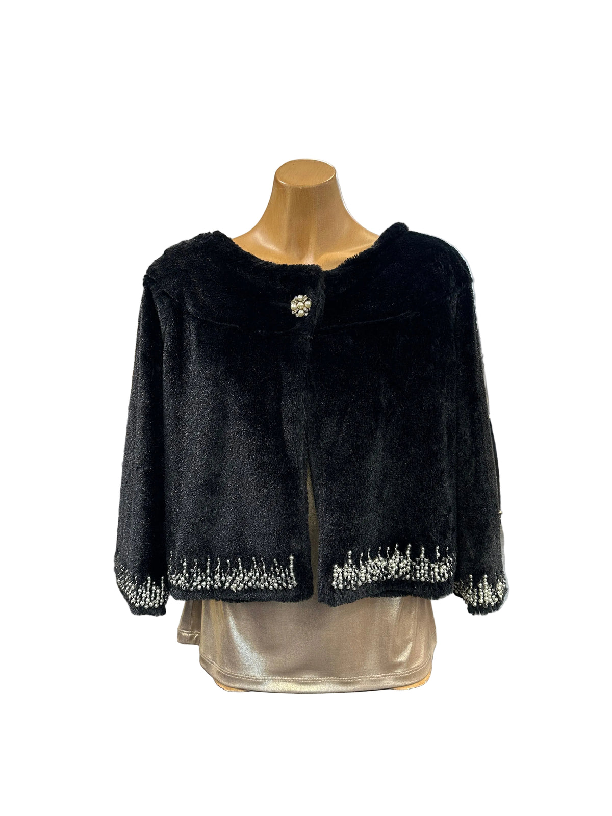 Moss & Spy Faux Fur Bolero - Black Pearl