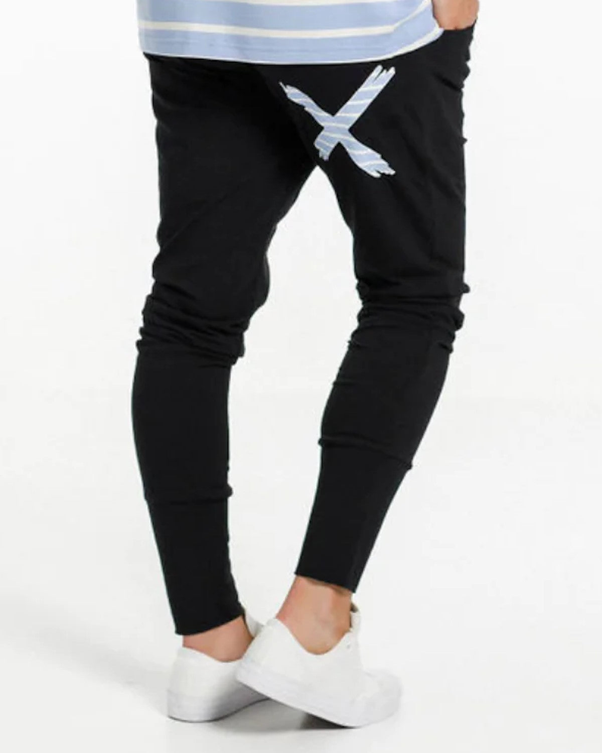 Apartment Pants - Black with Cerulean Stripe X