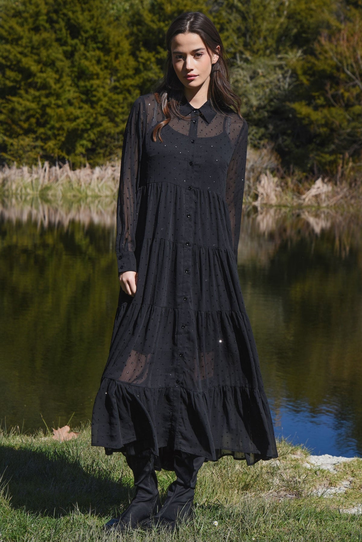 COOP Sun & The Swoon Dress - Black Chiffon
