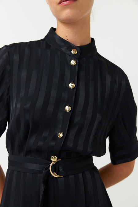Frank Lyman Dress In Pewter/Navy Shimmer