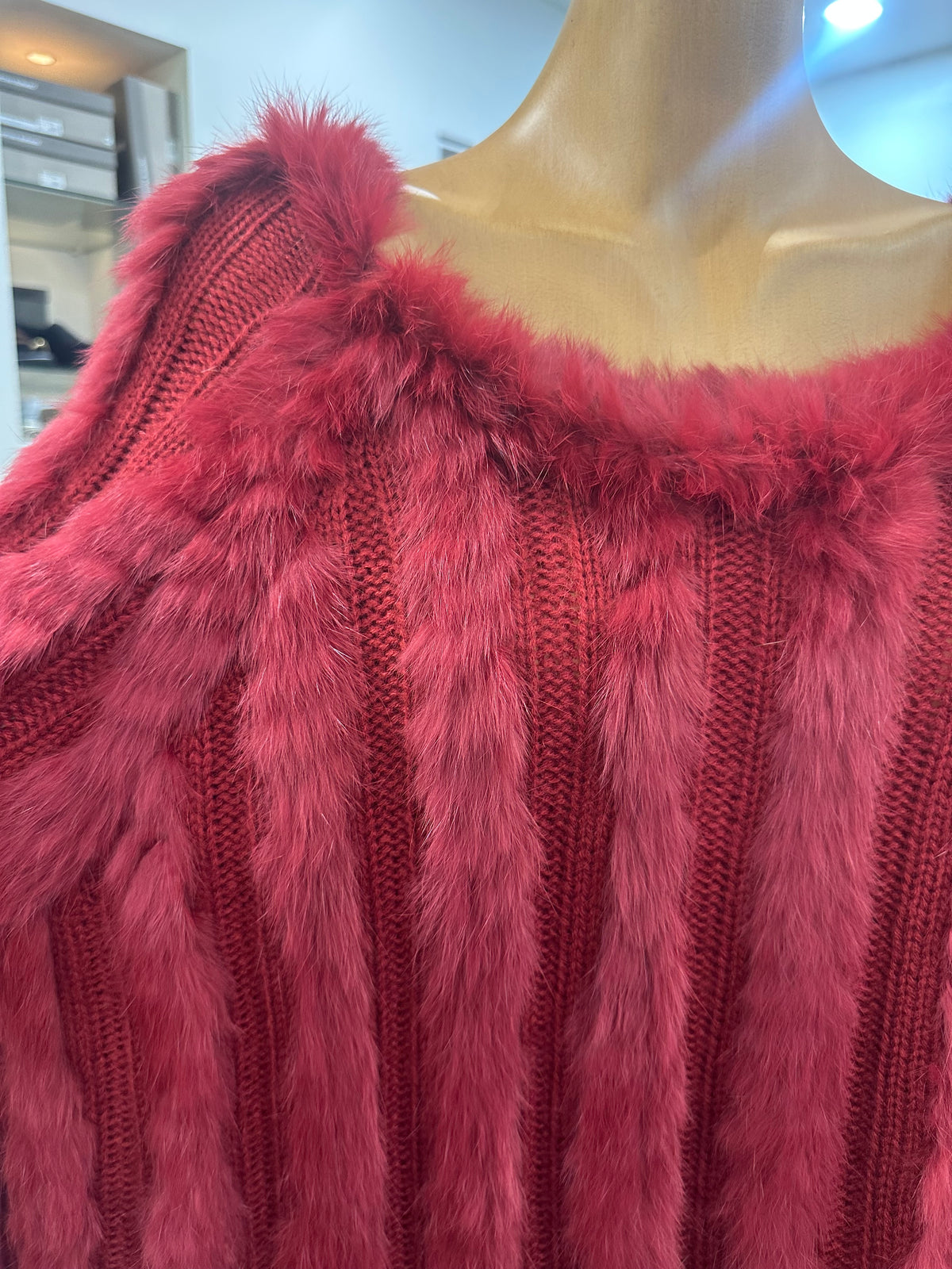 Gaudi Fur Sweater - Wine Red