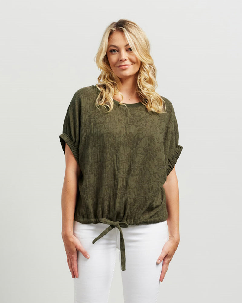 Et Alia Harlee Top - Olive Jacquard