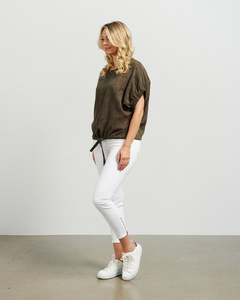 Et Alia Harlee Top - Olive Jacquard