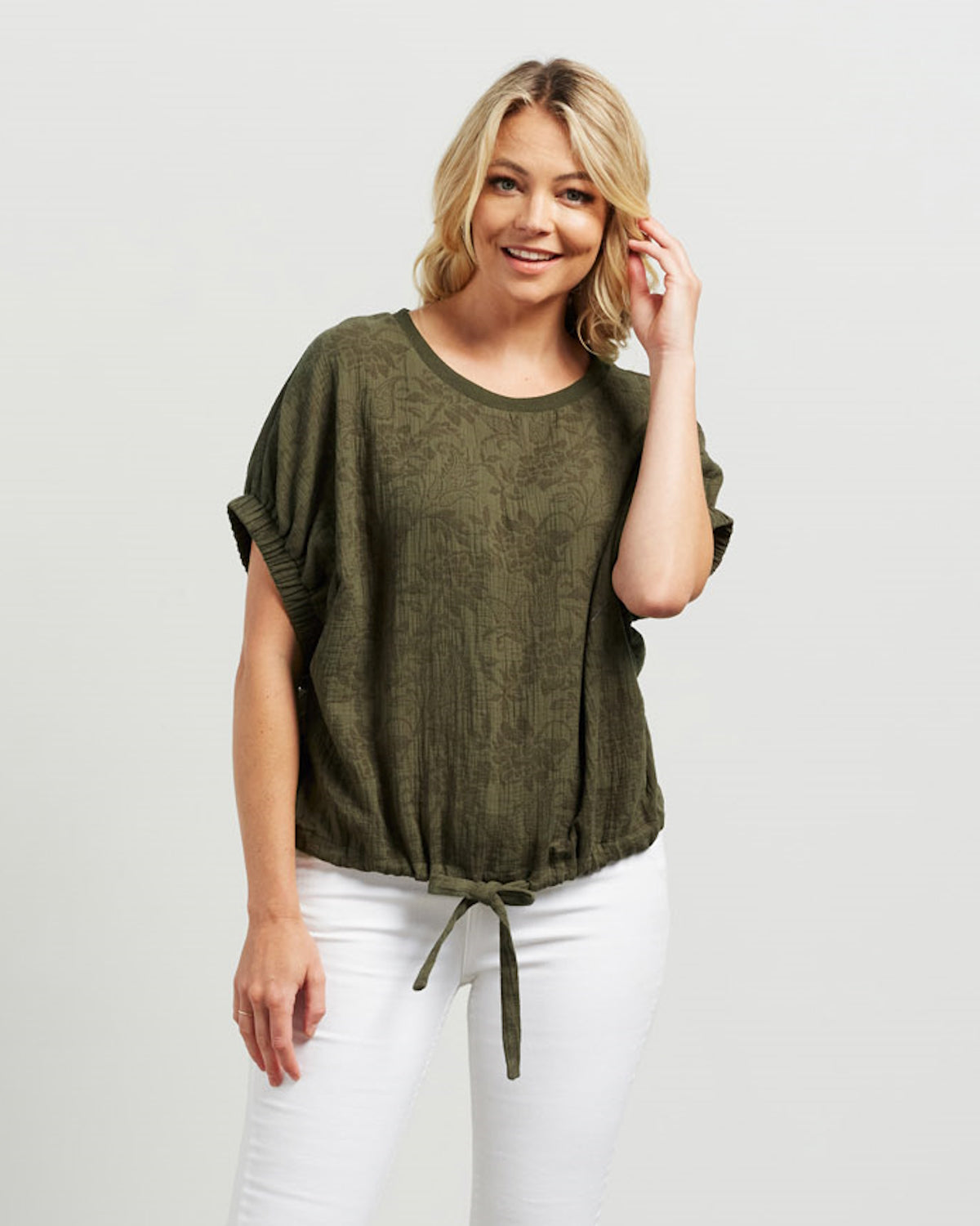 Et Alia Harlee Top - Olive Jacquard