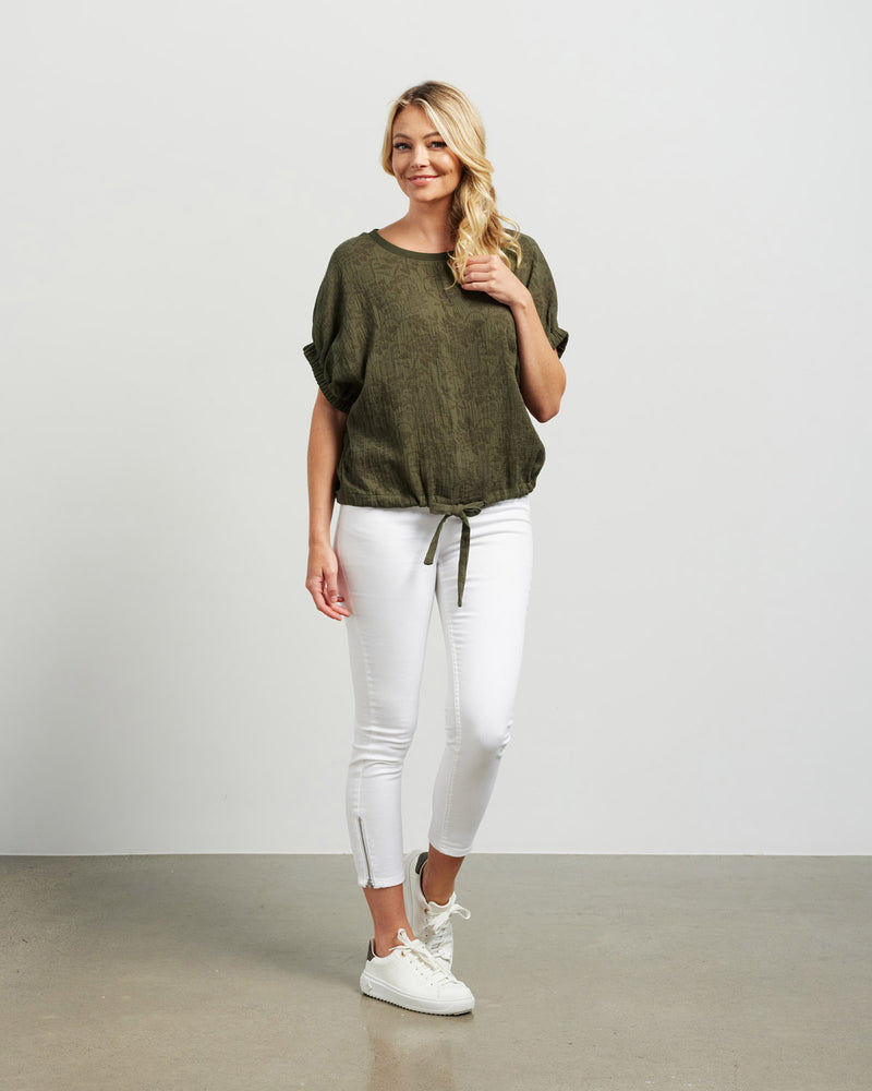 Et Alia Harlee Top - Olive Jacquard