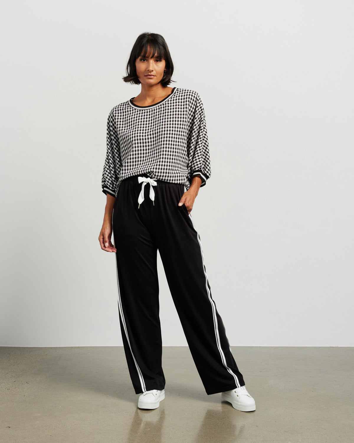 Et Alia Aroha Top - Black/White Check