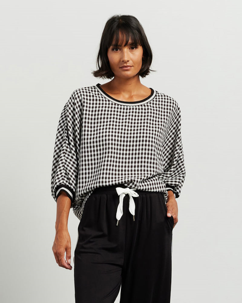 Et Alia Aroha Top - Black/White Check