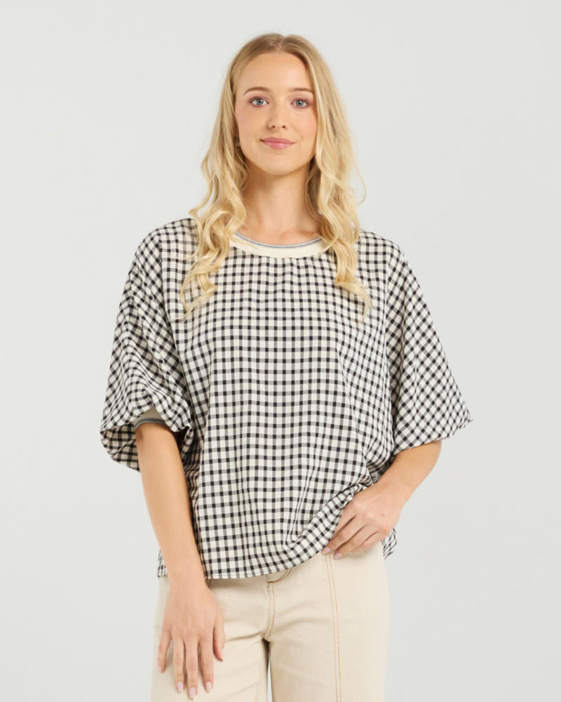 Et Alia Aroha Top - Monochrome Check