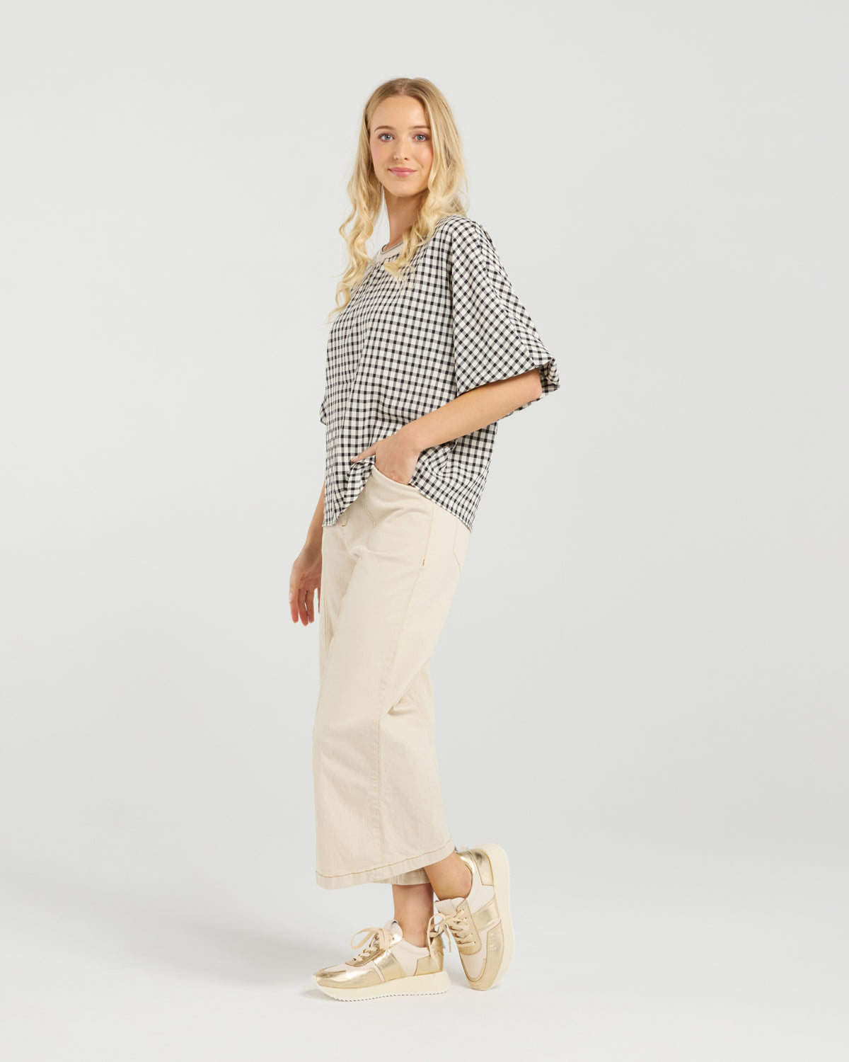 Et Alia Aroha Top - Monochrome Check