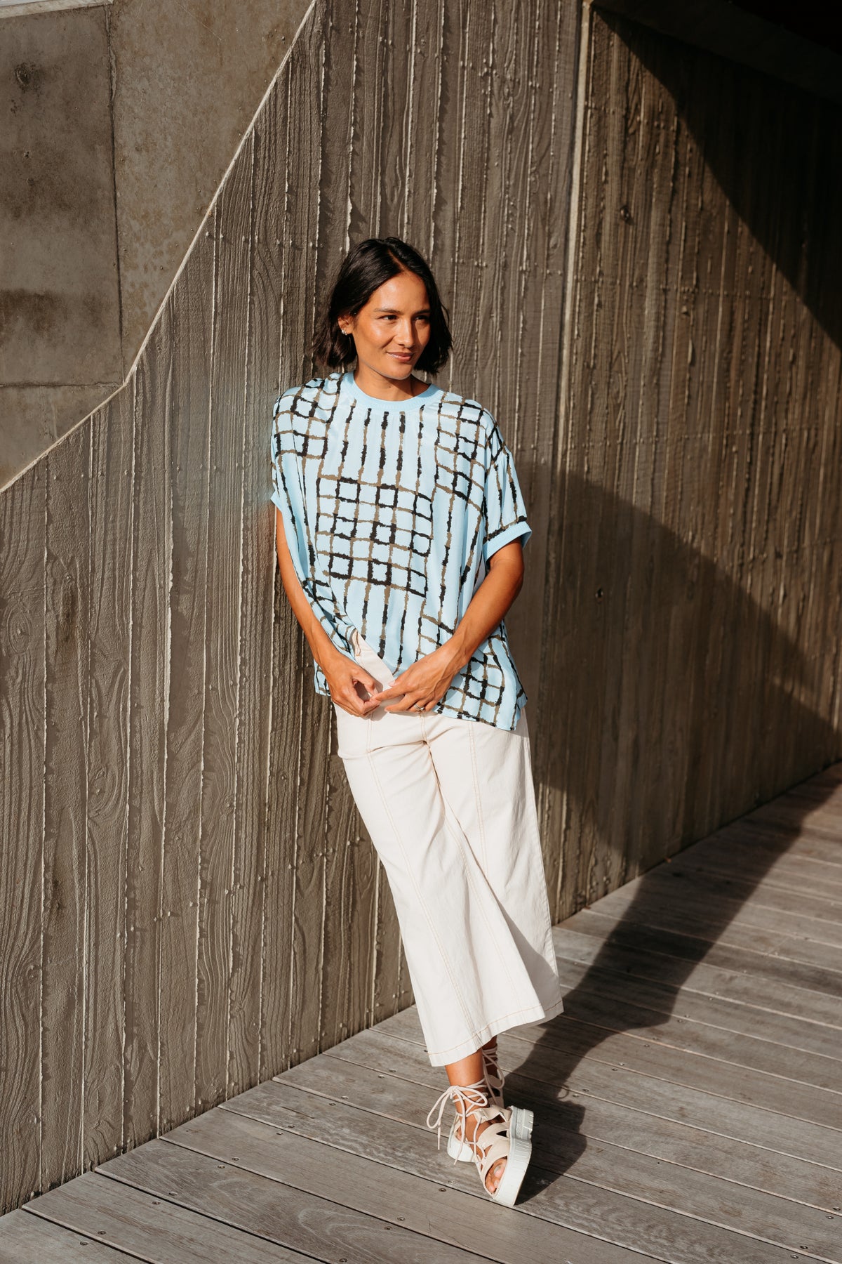 Et Alia Brea Top - Skyline Plaid