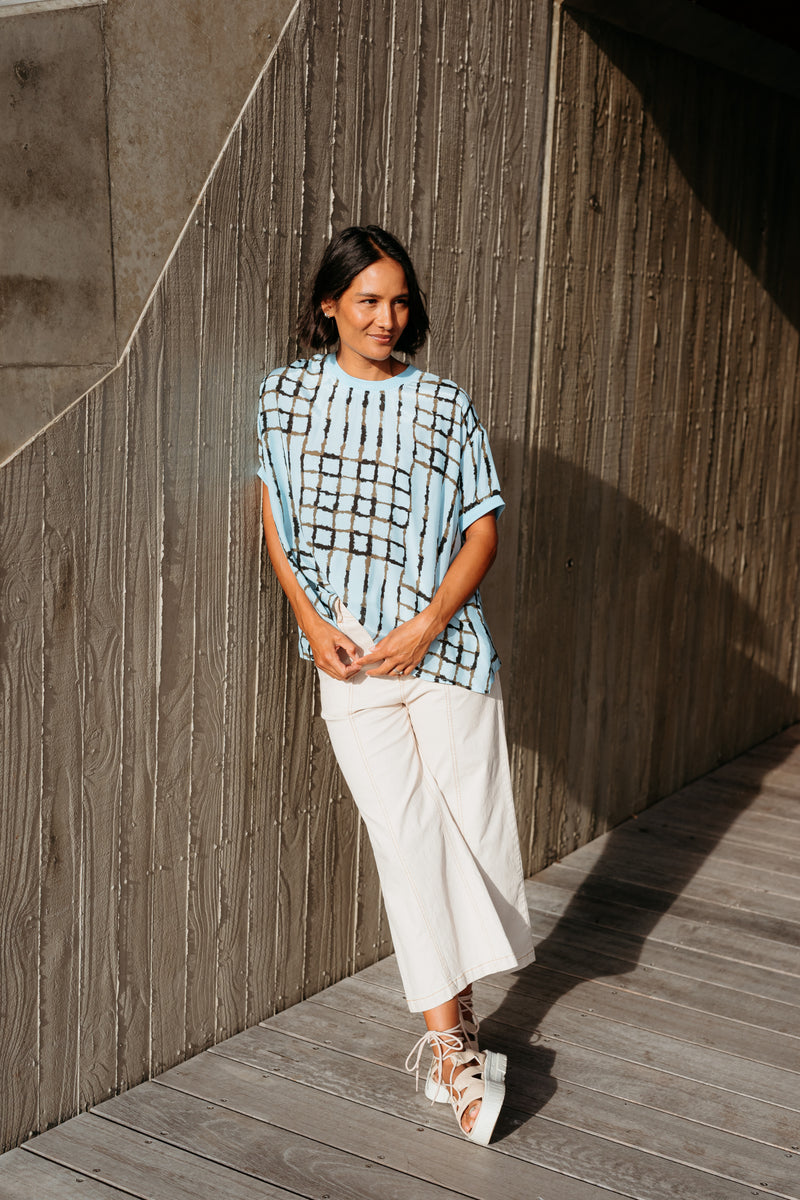 Et Alia Brea Top - Skyline Plaid