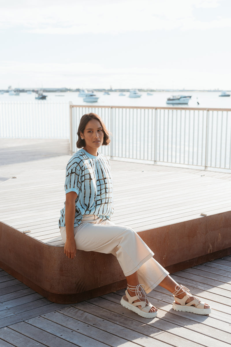 Et Alia Brea Top - Skyline Plaid