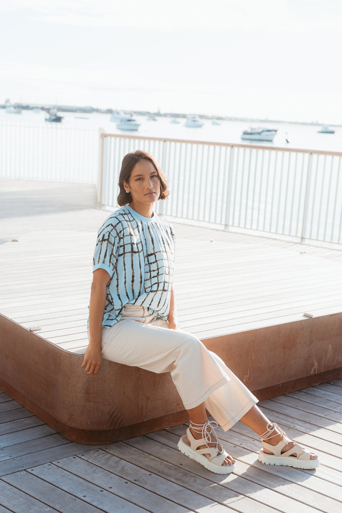 Et Alia Brea Top - Skyline Plaid