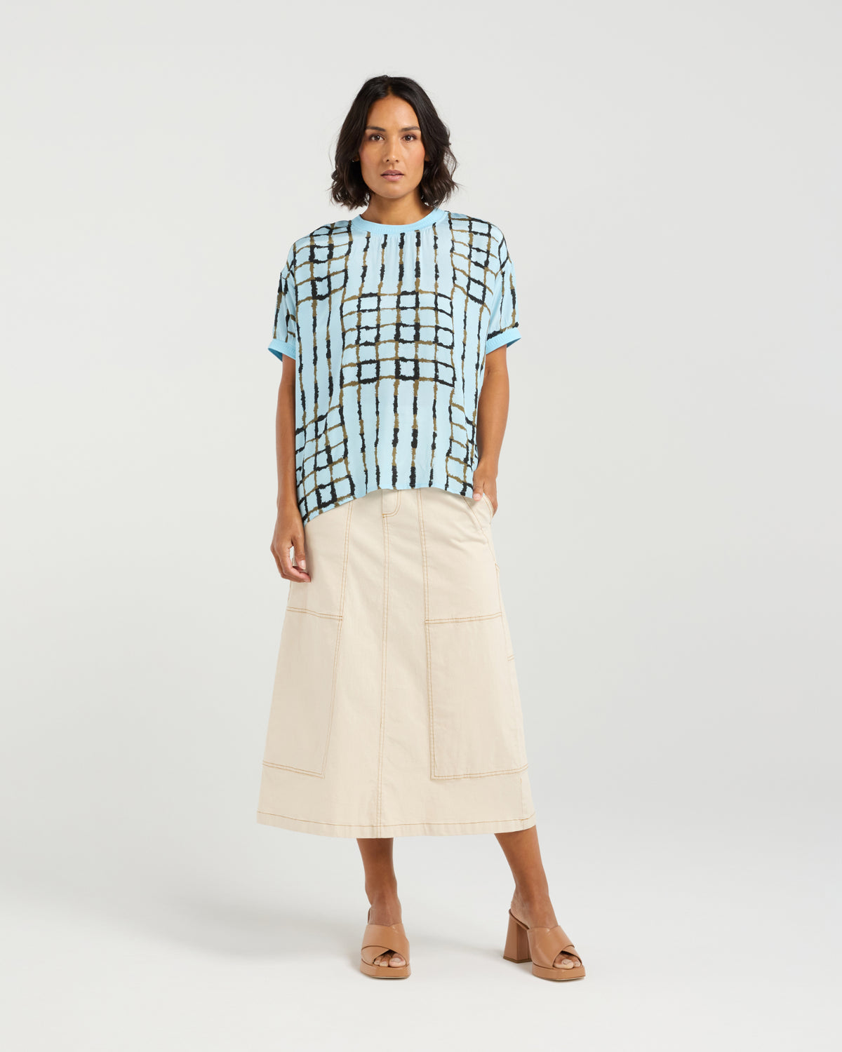 Et Alia Brea Top - Skyline Plaid