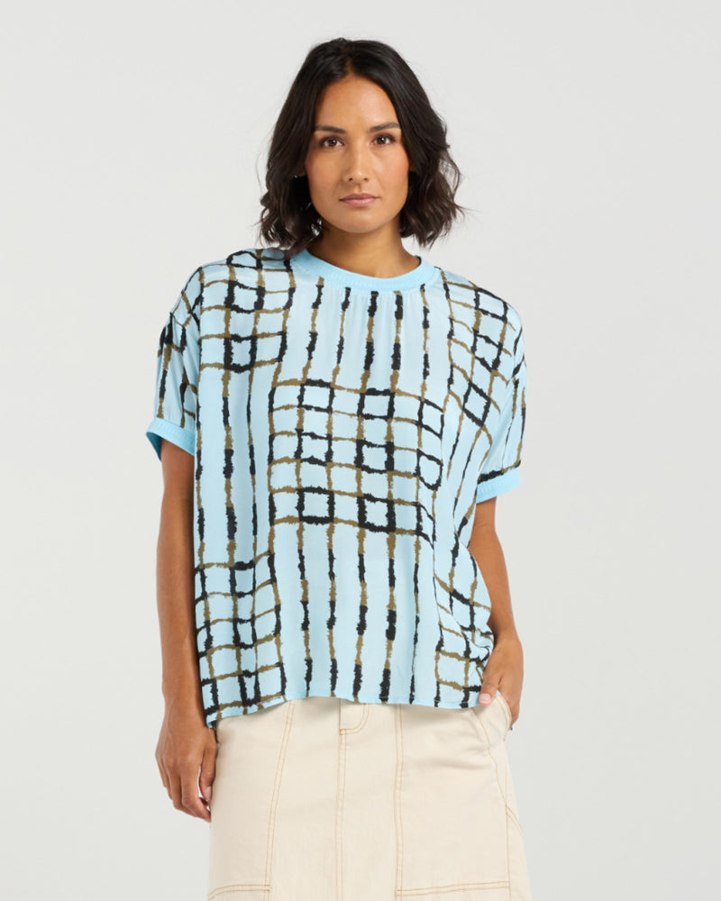 Et Alia Brea Top - Skyline Plaid