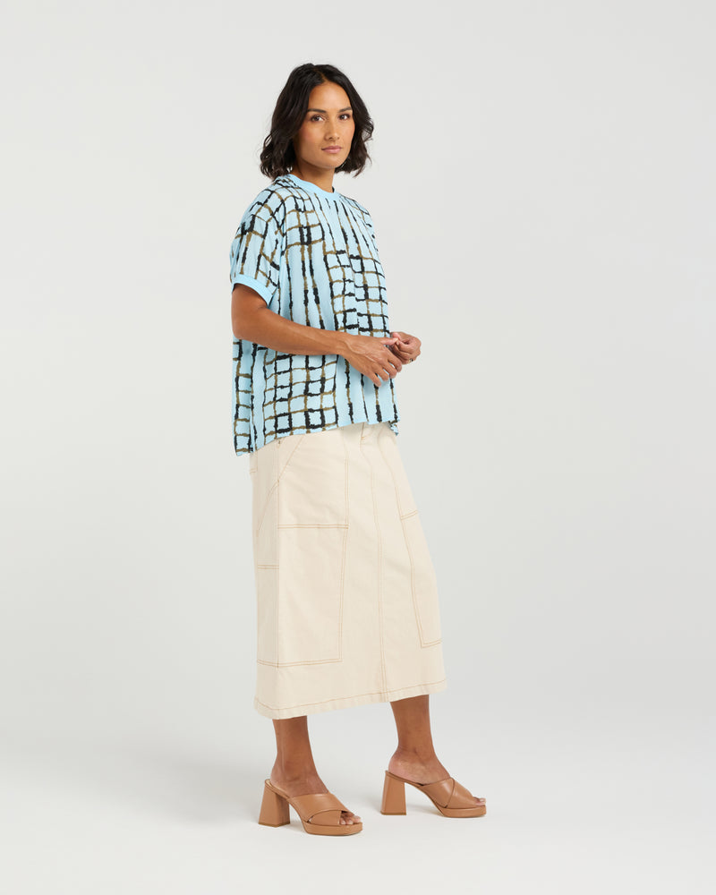 Et Alia Brea Top - Skyline Plaid