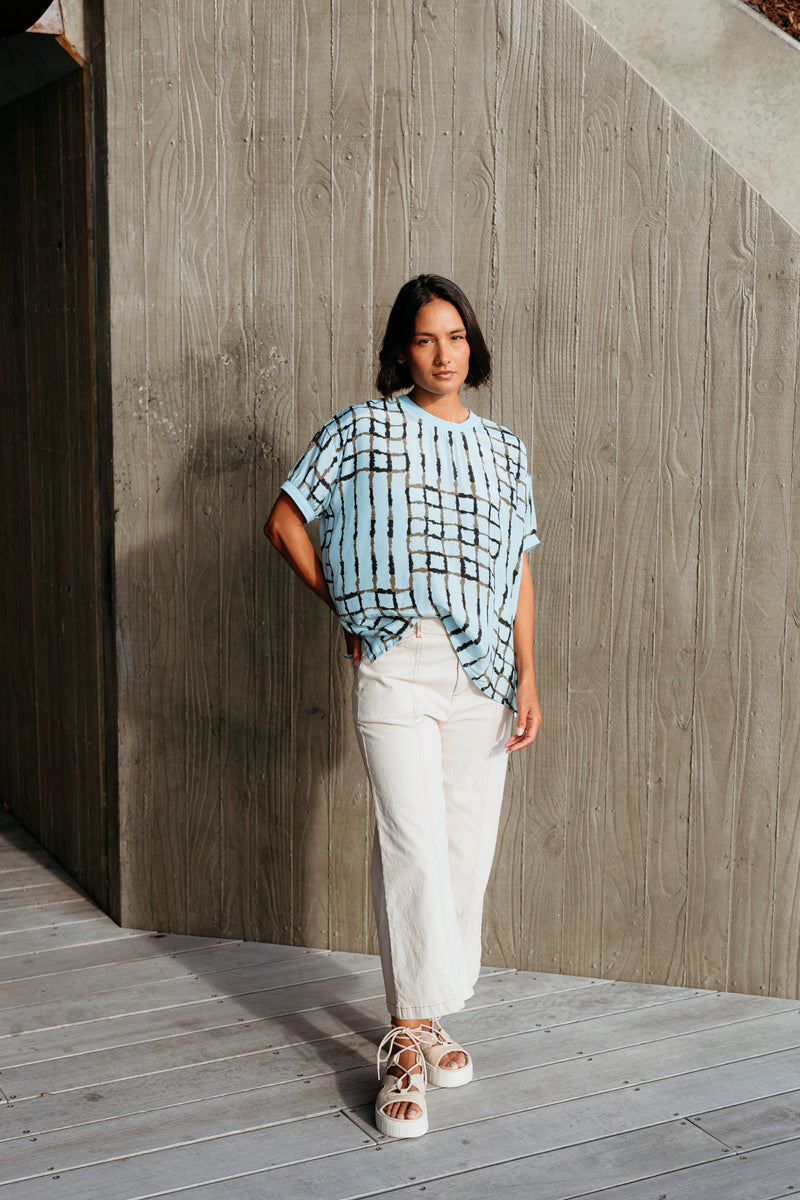 Et Alia Brea Top - Skyline Plaid