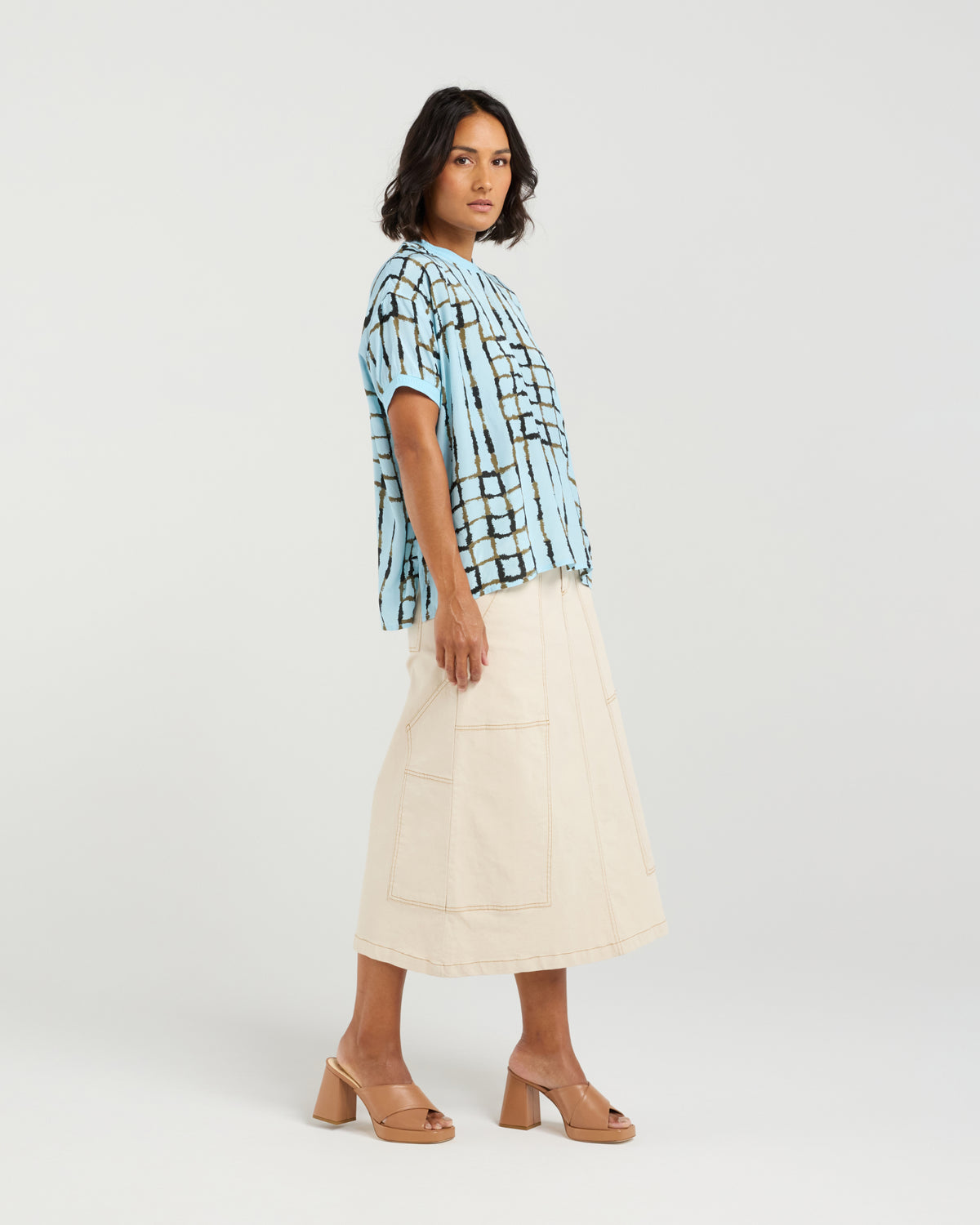Et Alia Brea Top - Skyline Plaid
