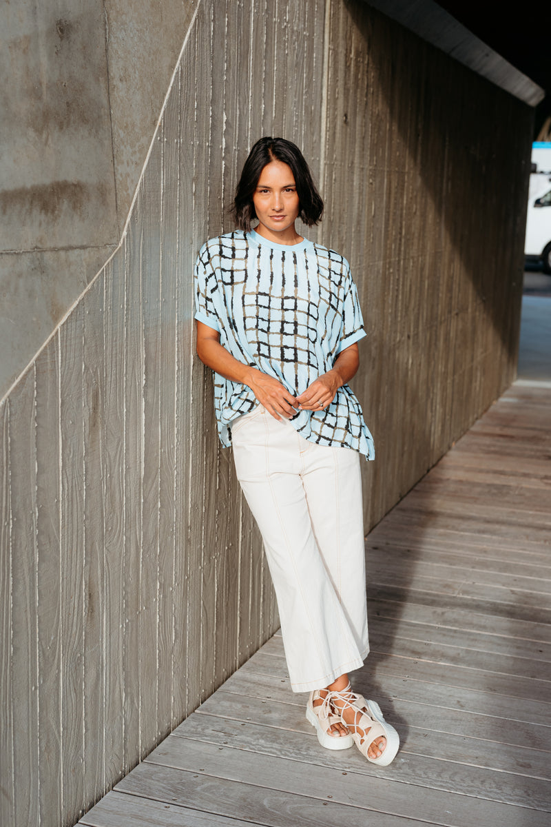 Et Alia Brea Top - Skyline Plaid