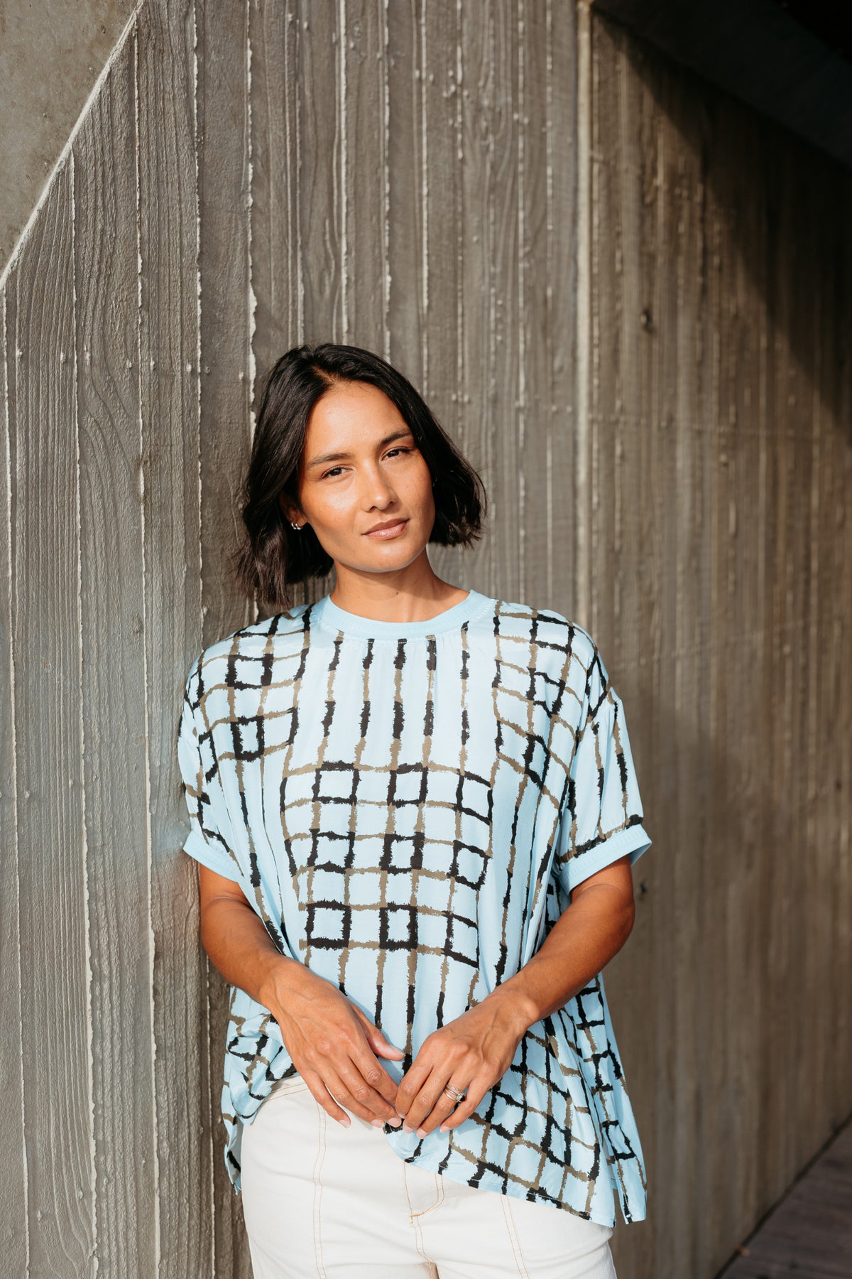 Et Alia Brea Top - Skyline Plaid