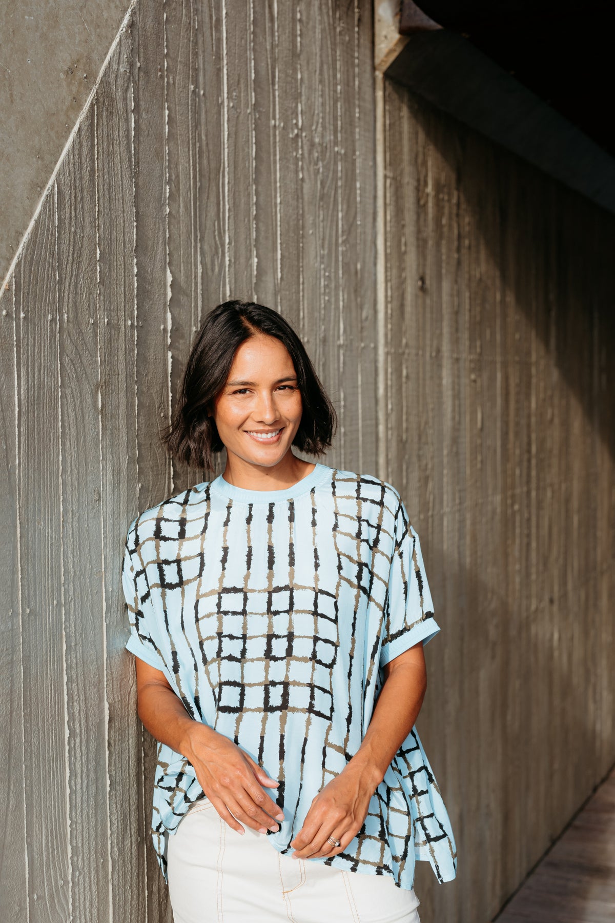 Et Alia Brea Top - Skyline Plaid