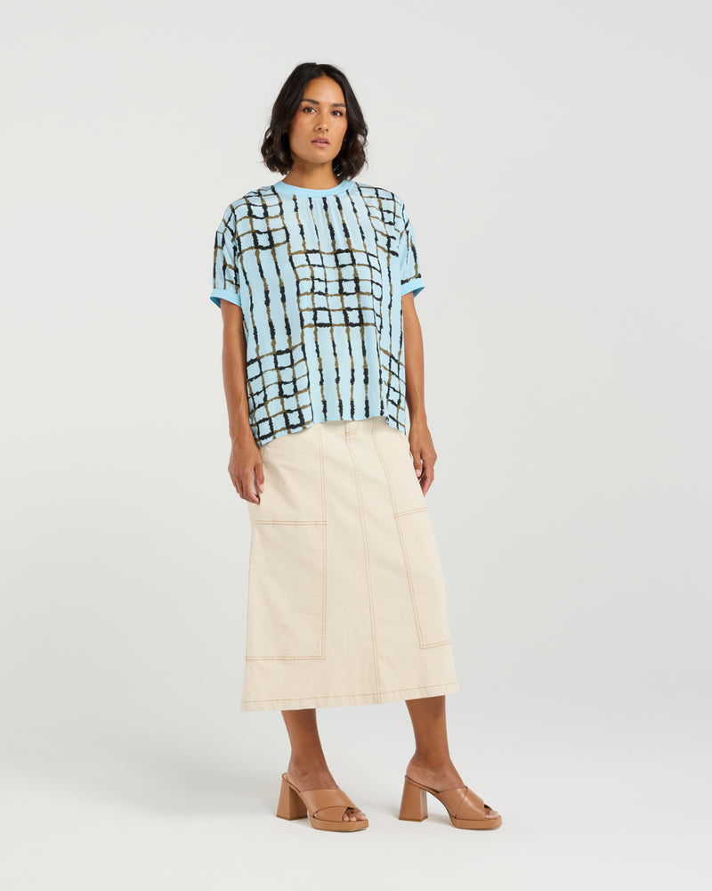 Et Alia Brea Top - Skyline Plaid