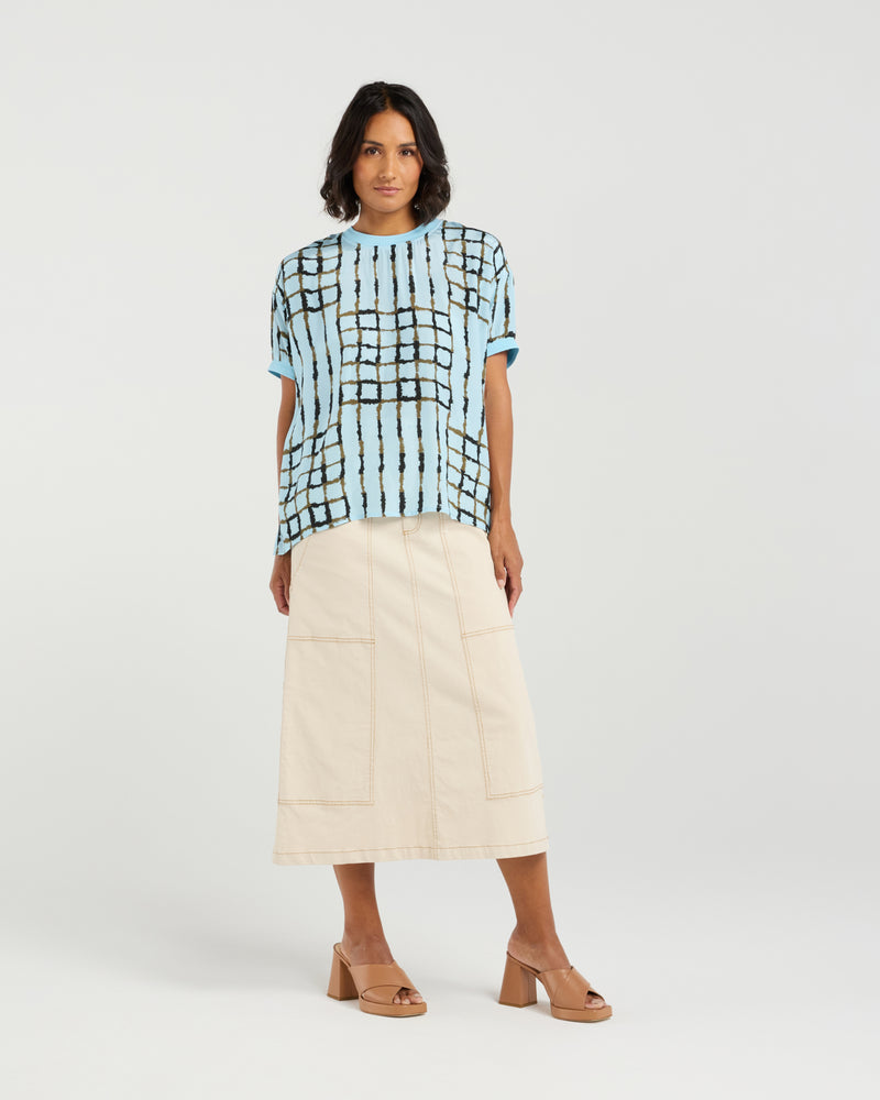 Et Alia Brea Top - Skyline Plaid