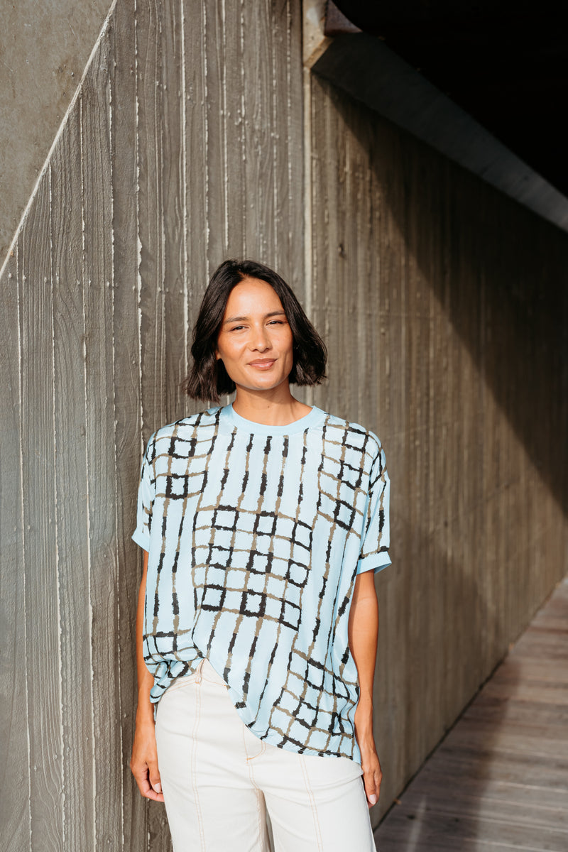 Et Alia Brea Top - Skyline Plaid