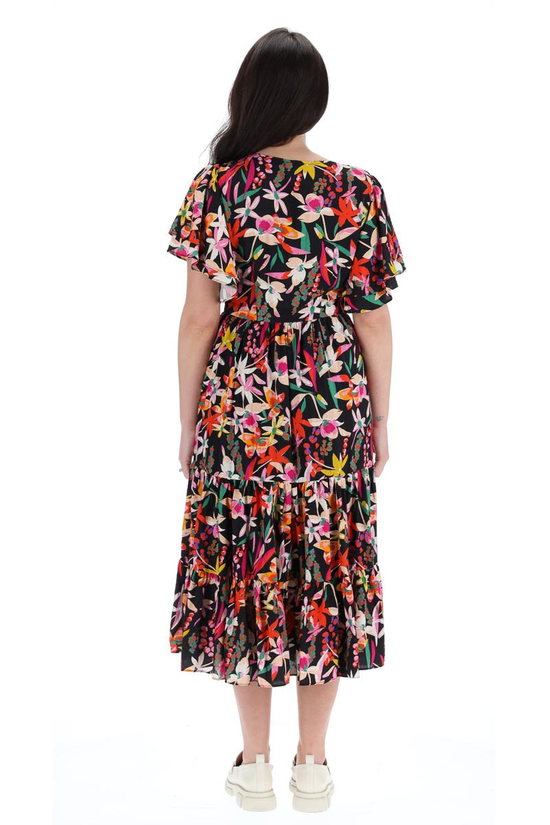 Charlo Faith Midi Dress Black Print