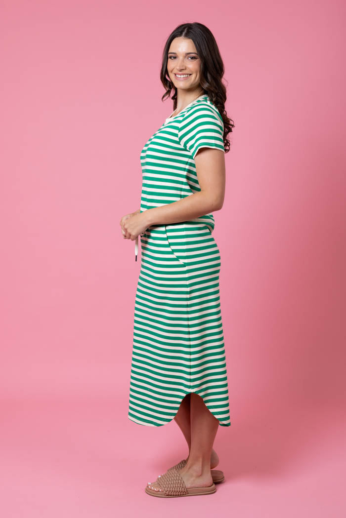 Charlo Frankie Dress Green Stripe