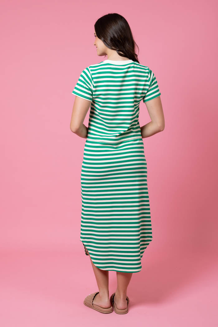 Charlo Frankie Dress Green Stripe