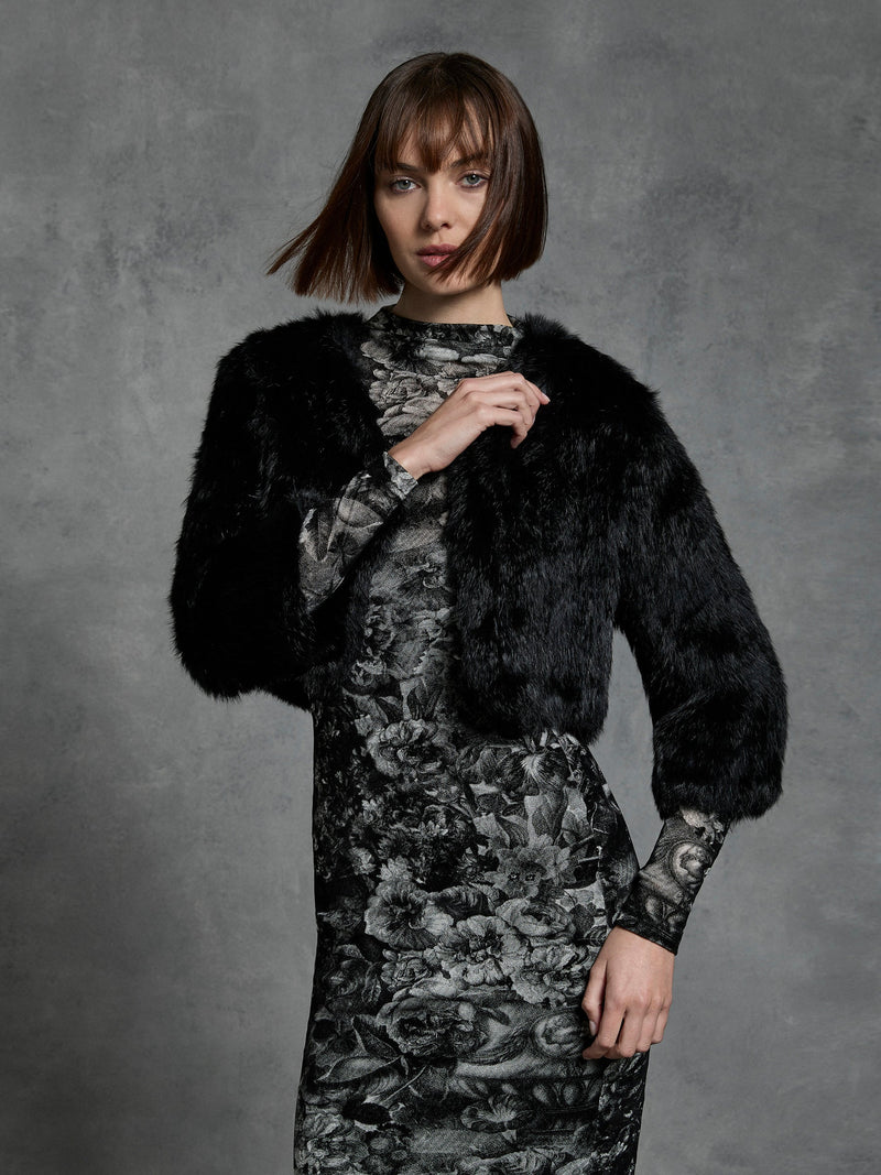 Moss & Spy Fur Bolero - Black