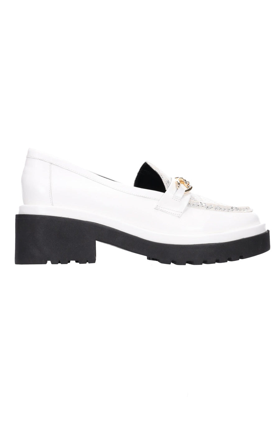 Hey Monday Annie Loafer Snakeskin White/Silver