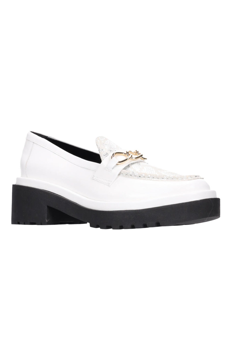 Hey Monday Annie Loafer Snakeskin White/Silver