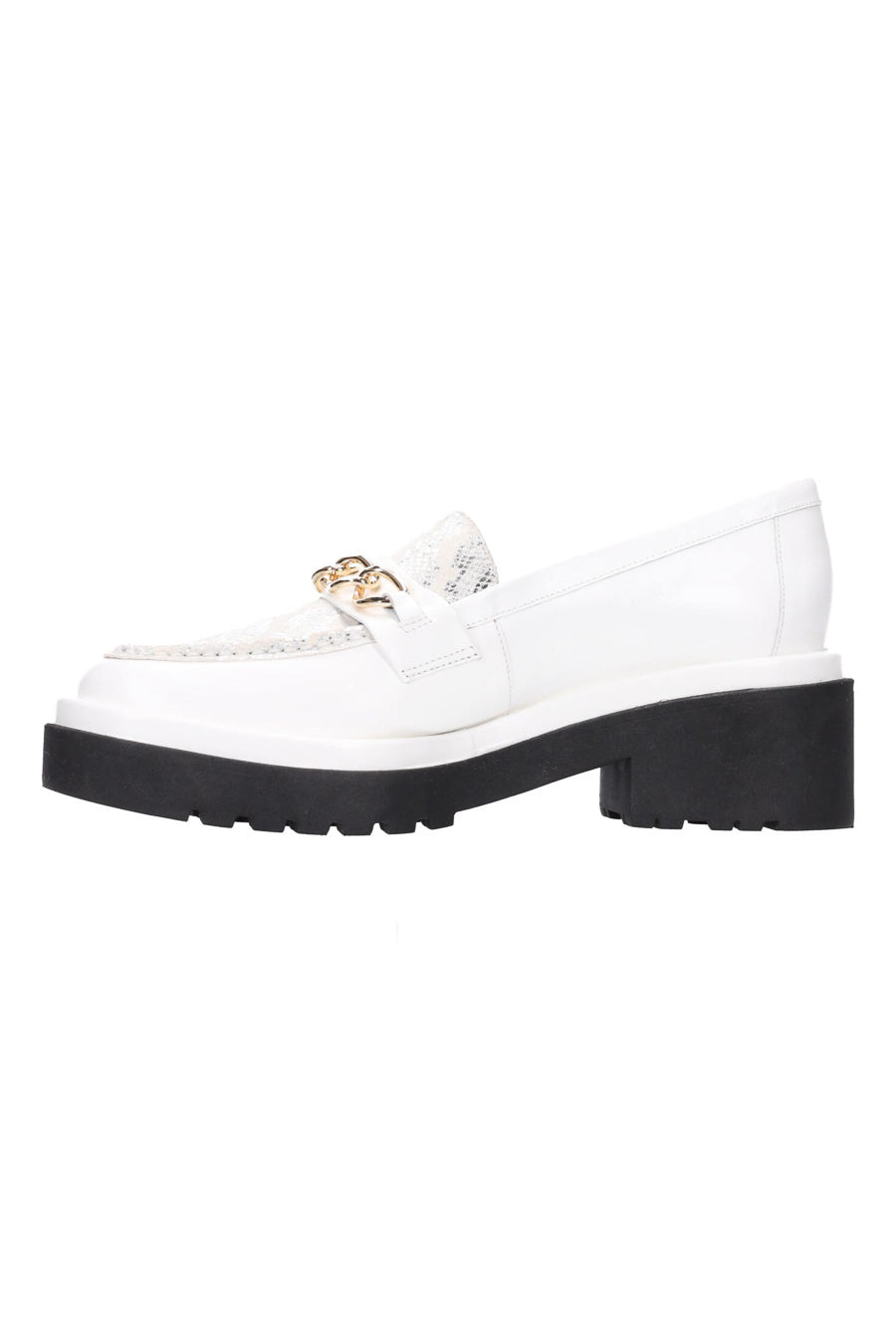 Hey Monday Annie Loafer Snakeskin White/Silver