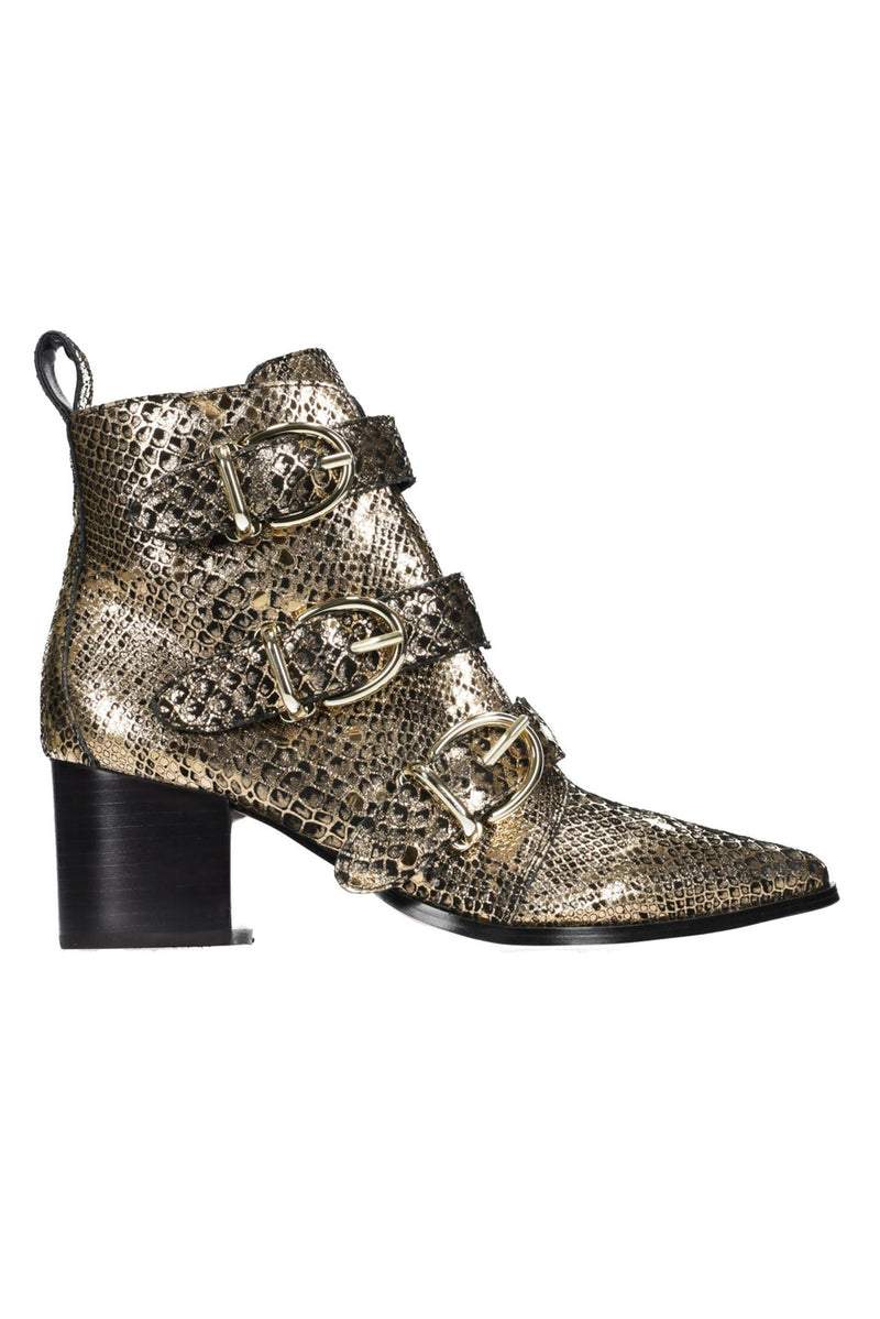 Hey Monday Ava Boot Black/Gold Snakeskin