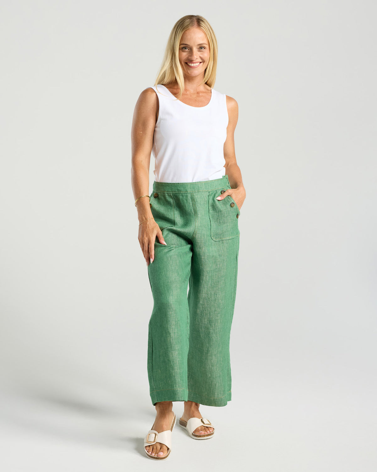 Blackstone Ester Linen Pant Green