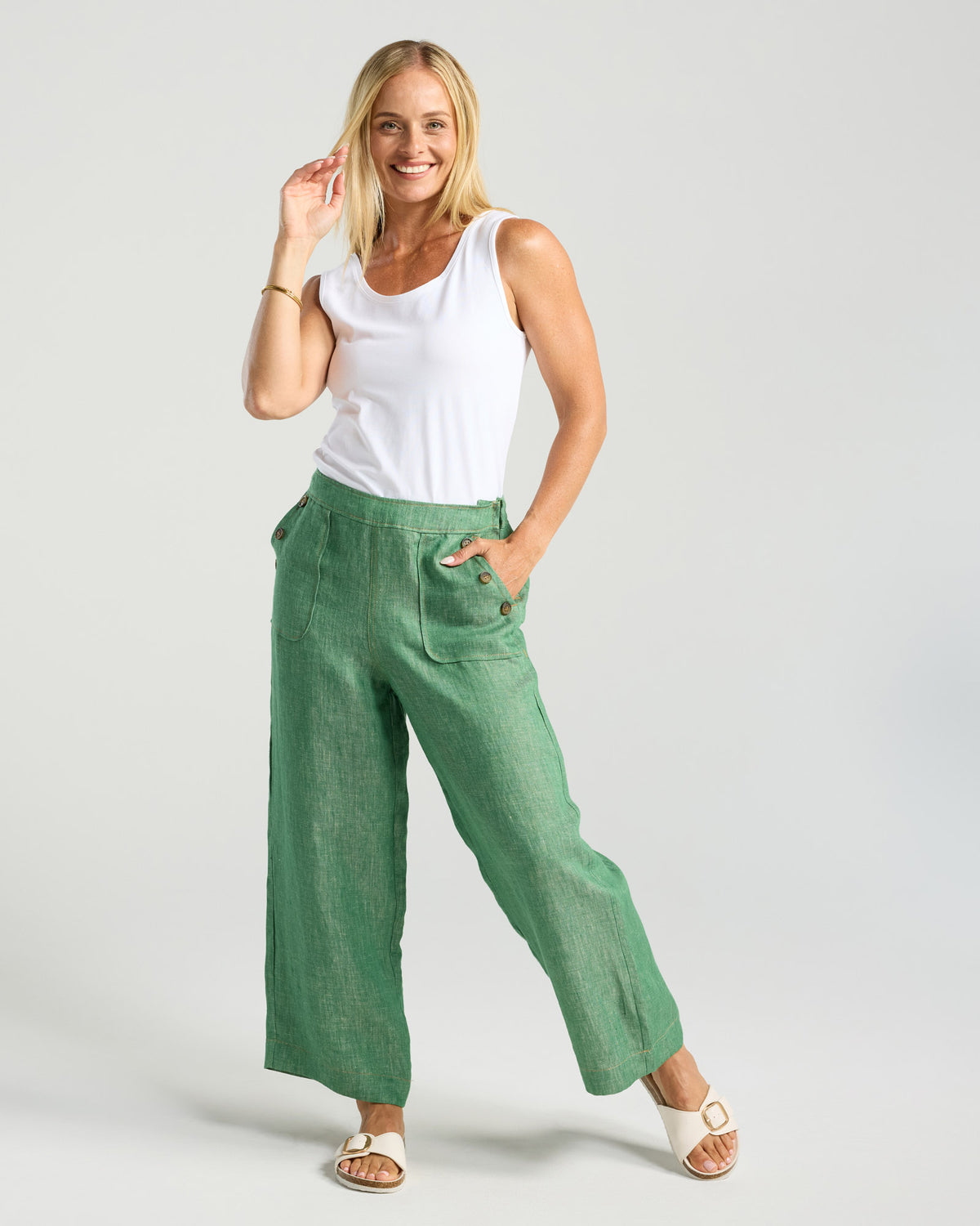 Blackstone Ester Linen Pant Green