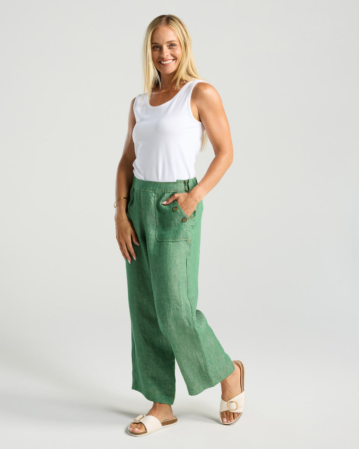 Blackstone Ester Linen Pant Green